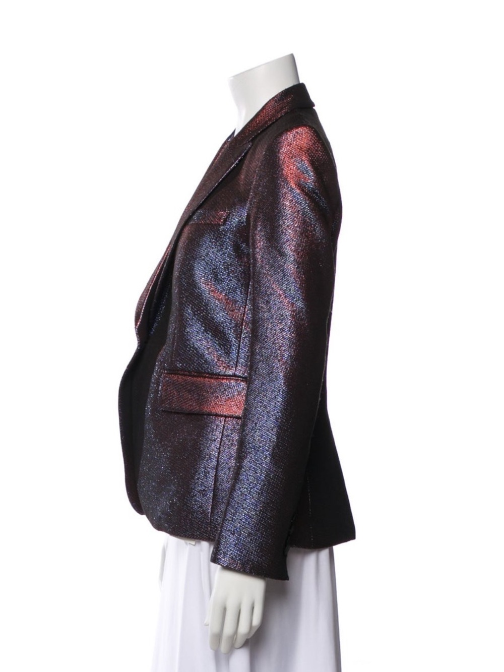 $798 VERONICA BEARD Ashburn Metallic Dickey Jacket Lamé Ruby shine Blazer Size 2 - Picture 13 of 16